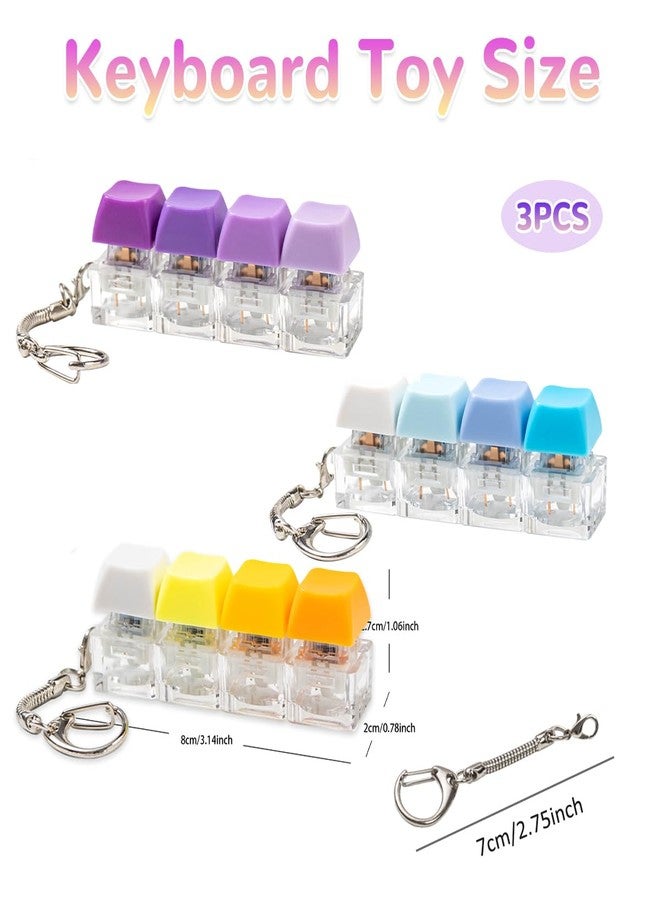 Gliging 3 Pcs Keyboard Fidget Toy for Adults, Colorful Gradient Loud Fidget Keyboard Keychain 4-in-1 Keyboard Clicker Fidget Stress Relief Toy, Fidget Sensory Fun Toys for Anxiety Decompression - Image 2